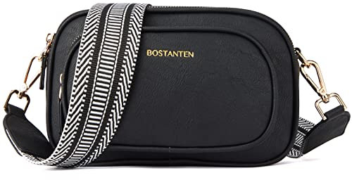BOSTANTEN Damen Handy Umhängetasche, Crossbody Bag mit verstellbarem Breiter Gurt, PU Leder Gesteppte Umhängetasche für Damen