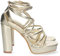 shoes&blues.es 70575 Sandalia de Tacon para Mujer, Comoda, con Tiras en el Empeine, y Cierre de Hebilla, Primavera Verano 2023 Oro Talla 40