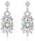 Clearine Statement-Ohrringe Art Deco Strass Marquise Smaragdschliff rechteckige geometrische für Damen Klar Silber-Ton