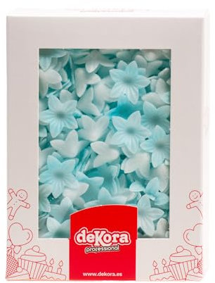 Dekora - 400 Mini Essbare Blumen für Torte aus Esspapier - Essbare Oblaten für Torten aus Esspapier - Tortendeko Essbar Blau - 2 cm Durchmesser