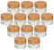 gouveo Lot de 12 pots de crème 30 ml en verre avec couvercle en bois - pots de crème vides à remplir - petits pots pour crème, cosmétiques, lotion - parfaits pour le voyage et le sac à main (CTT030BM)