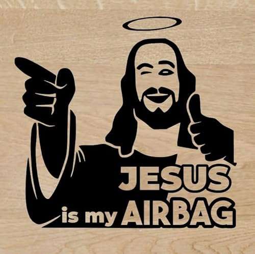 Genérico Vinyl-Aufkleber Jesus is my Airbag, 10 x 10 cm, selbstklebend, Schwarz