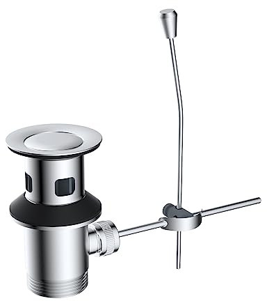 Hibbent Bonde de Lavabo 1-1/4 Pouces avec Tige de Levage - Déchets Universels Compatible Tous Lavabos/Éviers de Salle de Bains (Accessoires Vanité Standard)