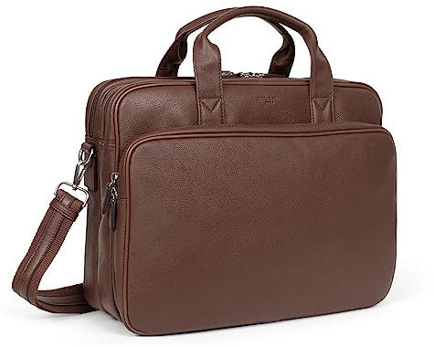 Hexagona - Porte-Documents - Compatible Format A4 et téléphone Portable - pour Homme - Collection Confort - Chocolat - en Cuir