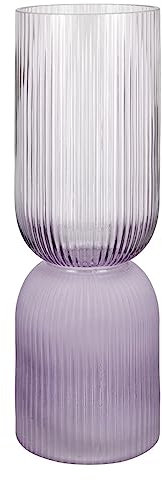 GILDE Vase décoratif en Verre - Décoration d'été et Vase à Fleurs pour Balcon et terrasse - Couleur : Lilas Violet - Hauteur 31 cm