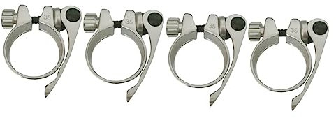 CLISPEED 4 Stück Sattelklemme Mit Schnellspanner Fahrrad Ersatzteil Sattelklemme Aus Aluminiumlegierung Rennrad Sattelklemme Sattelstützenklemme Für Fahrräder Zubehör Weiß Halsband