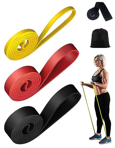Enkifun Elastici Resistenza 3 Tipi Di Resistenza Elastico Fitness Ancoraggio Della Porta Banda Elastica Fitness Facile da Trasportare Per lo Yoga di Stretching Fisico di Allenamento Pilates, Giallo