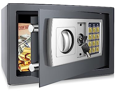 8.5L Mittelgroß Zuhause Safe Elektronischer Safe Wasserdicht Feuerfester Tresor Hotelsafes für Haus/Büro/Supermarktkasse/Hotel/Einkaufszentrum (Zahlenschloss & 2 Notschlüssel & Befestigungsschraube)