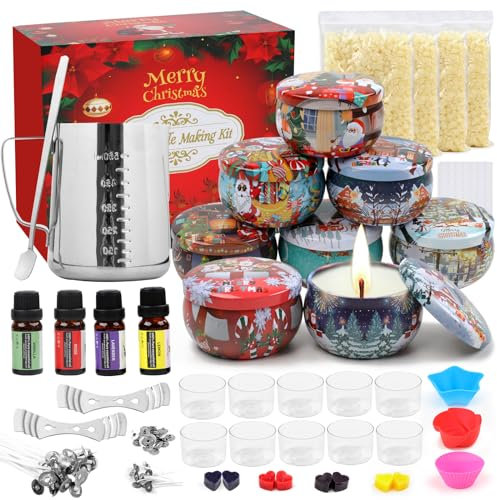 Fabrication de bougies créatives pour Noël - Kit de fabrication de bougies DIY, ensemble de cadeaux de bougies parfumées et kit de fabrication de bougies pour Noël, anniversaire, fête des mères