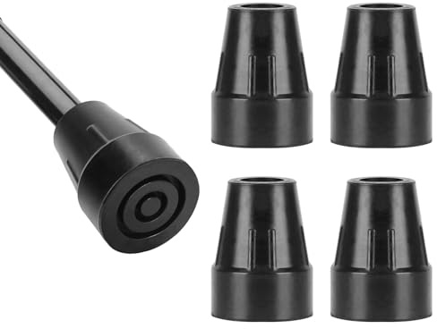 YF 4 Stück 19 mm Gummifüße für Gehstöcke und Krücken, Rutschfest & Strapazierfähig Gummispitzen, Ersatz-Gummipuffer für Senioren, Stöcke, Klappstock-Zubehör, Schwarz