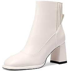 QUEEN HELENA Tronchetti Stivaletti con Tacco Donna K3257 (Bianco, Numeric_36)
