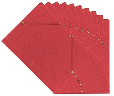 Interdruk - Eckspanner A4 Farbig - Pressboard-Ordner - Presspan Ordnungsmappe mit Gummiband - Rot - 10-er Pack