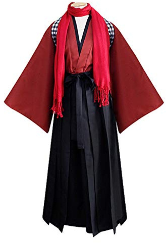 Men's Samurai Hakama Uniform Kimono Kendo Suit Aikido Judo Japanese Tradtional Martial Arts Costume (01# Red, XL)