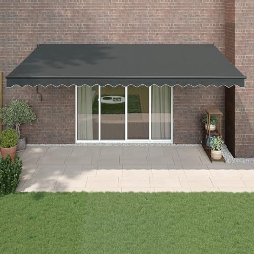 Gecheer Tenda da Sole Retrattile,Tettoia Retrattile,Tenda da Patio,Tela per Tenda Esterno Sole,da,Balcone,Patio,Terrazzo,Tenda da Sole Motorizzata/Manuale,Antracite 5x3 m in Tessuto e Alluminio