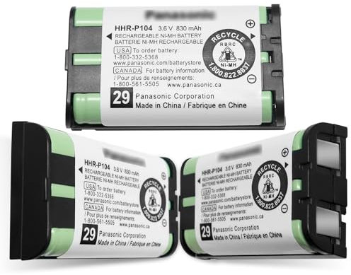 3 Pack HHR-P104 NI-MH Rechargeable Battery for Panasonic 3.6V 830mAh Battery for Cordless Phones Type 29. 2.4GHz / 5.8GHz GigaRange.CUCESH
