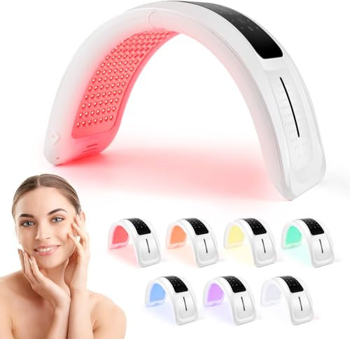 LIONVISON LED Maske Gesicht Lichttherapie: 7 Farbe Lichttherapie LED Maske mit Red Light Therapy - Rotlicht Therapie Maske SPA Beauty für Mitesser Spot Rötung Falten Verjüngung Anti-Aging