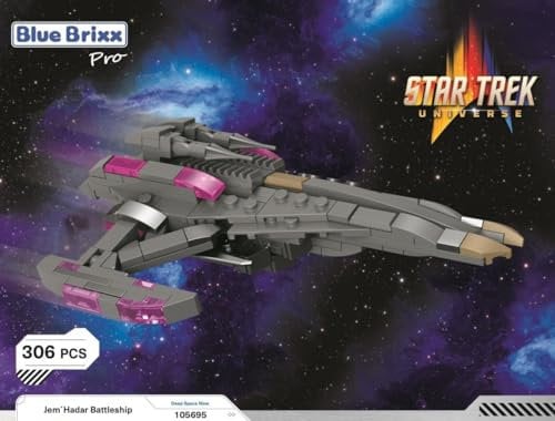 BlueBrixx Pro Star Trek Jem'Hadar Battleship – Deep Space Nine – Modellbausatz für Erwachsene und Kinder, Klemmbausteine-Set aus 306 Teilen, Detailliertes Raumschiff, Offizielle Lizenz, 105695