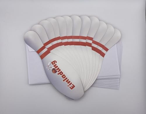 Friendly Fox Einladung Bowling, 12 Einladungskarten Bowling zum Geburtstag, Einladung Kindergeburtstag Kegel Bowling mit Umschlag