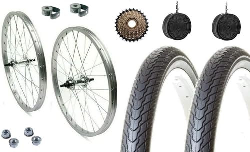 COPPIA CERCHI COMPLETI POSTERIORE + ANTERIORE 26 X 1.75 + COPERTONI + CAMERE D'ARIA VALVOLA ITALIA + RUOTA LIBERA 7 VELOCITÀ PER CITY BIKE - OLANDA - BICI DA PASSEGGIO