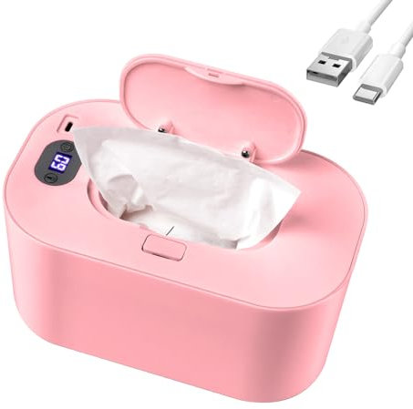 Hebafri Baby Wipe Warmers and Baby Wet Wipes Dispenser, 5 Modes of Temperature Heating Control Portable Diaper Wipes Warmer for Newborn Baby, Baby Shower Gifts Pink