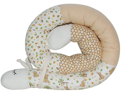 Bettschlange (Motiv Bärchen gold) Länge 150cm ***Stillkissen, Seitenschläferkissen