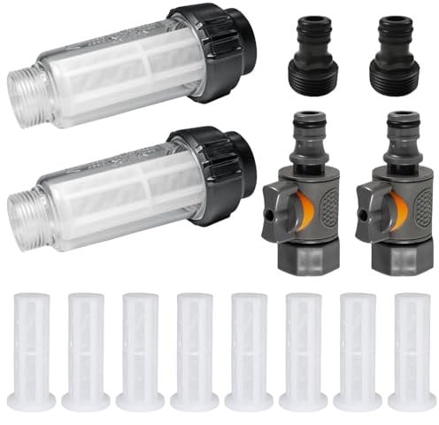 Wasserfilter Wohnmobil 2 Stück, Vegena Wasser Vorfilter 3/4 Zoll mit 8 Ersatzsieb und Schnelladapter mit Regulierventil, Wasserfilter Camping, für Wohnmobil Wohnwagen Caravan Boot Zubehör