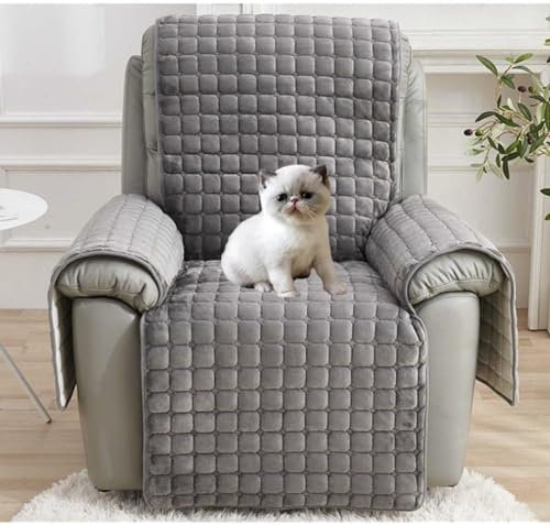 YSZBD Sesselschoner Sesselauflage Sesselbezug rutschfest ,Armlehnenschoner Fernsehsessel Bezug Relaxsessel BezüG FüR Zuhause Mit Kindern Und Haustieren Hund,graywithoutpockets-1Sitz(53 * 190cm)