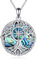 YFN Baum des Lebens Halskette Sterling Silber Kompass Anhänger Abalone Muschel keltischen Schmuck Graduierung Lebensbaum Geschenke für Damen Herren