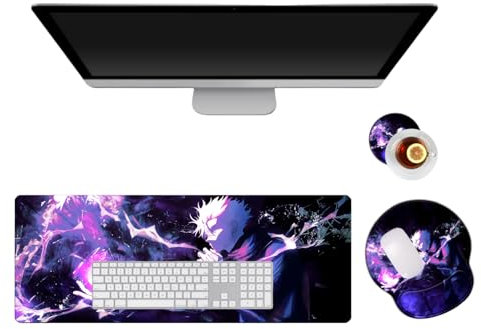 Jujutsu Satoru Gojo Anime-Mauspad-Set, lustig, Handgelenkstütze, Anime, ergonomisch, Handgelenkschutz, geeignet für Computer, Gamer, Büro und Laptops