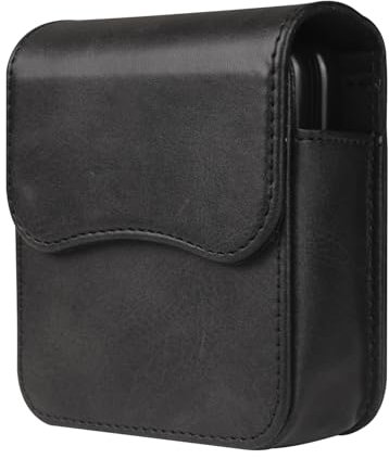 Riñonera Cuero Negro Compatible con Samsung Galaxy Z Flip 6/5/4/3/2/1 SM-F700 F707 F711 Hombre Bolsa de Telefono Funda Movil Cinturón Cartera Bolsillo para Huawei P50 Pocket/Pocket S/Motorola RAZR