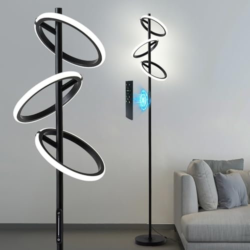 LMiSQ Lampadaire sur Pied Salon 170CM 48W Lampadaire avec Lampe de Lecture Lampe 3000K-6000K Variation Continue avec Télécommande