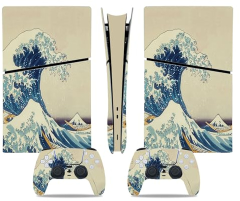 Skin für PS5 Slim Digital Version, Vinyl Aufkleber Skins für Playstation 5 Slim, Wrap Decal Cover Schutzzubehör für PS5 Slim Digital Edition (Graues Meer)