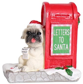 Weihnachtsdorf-Zubehör, Ornamente, Harz, Welpen, lesen Buchstaben vom Weihnachtsmann, Weihnachtsdorf-Set, Dekoration für Weihnachten, Festival, Urlaub