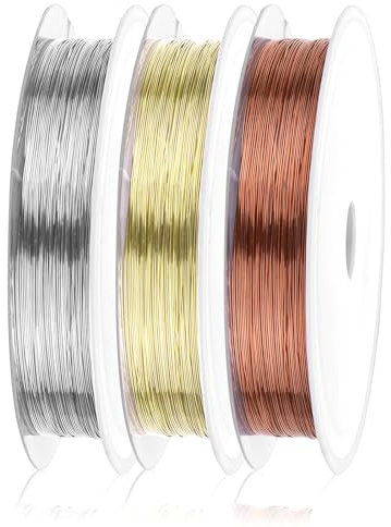 JJUNW 3 rollos de alambre fino para manualidades, 0,3 mm, alambre de 90 m para manualidades, alambre de perlas, alambre de cobre, alambre para flores, para bisutería, manualidades, fabricación de