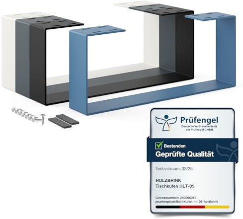 HOLZBRINK Tischbeine Metall Distant Blue 1 Stück | Tischkufen/Tischgestell für Couchtisch, Esstisch, Schreibtisch, Sitzbank | Möbelfüße Size: 50x20cm