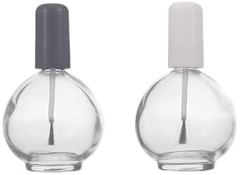 Upstore 2Pcs 75ml/2.5oz Large Capacity Empty Nail Polish Bottles with Brush Spherical Clear Refillable Glass Nail Polish Bottles Containers for DIY Nail Art