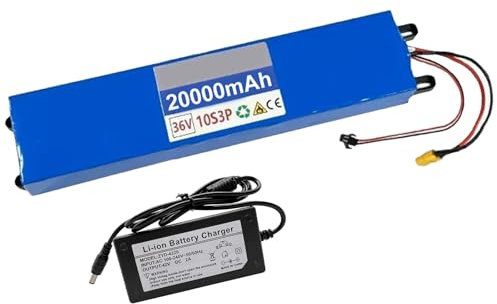 GNIUBBDB 36 V 20 Ah 10S3P E-Bike Lithium-Ionen-Akkupack mit Ladegerät Eingebauter BMS-Schutz Ideal für 200-800 W Elektrofahrradmotor XT60 Plug