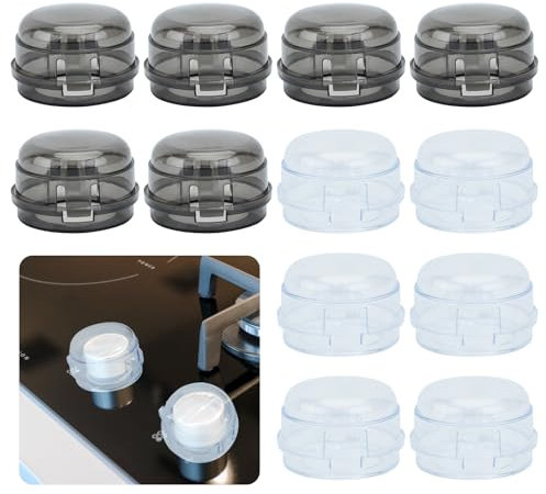 Bekecidi 12 PCS Stove Knob Covers, Oven Lock Covers Child Safety Fire Guard, Gas Knob Locks Cooker Switch Protective Covers for Child Baby Kitchen Safety