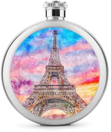 Flacon De Hanche En Acier Inoxydable Tour Eiffel Paris Flasque À Alcool Bouteille De Whisky De Poche Pour Vodka Rum 9x9cm