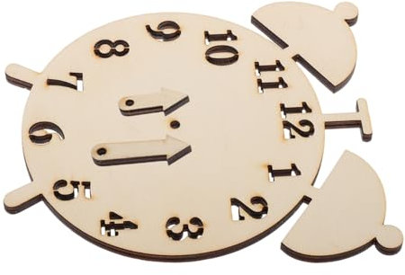 Toyvian Holzspäne Wecker Wanduhr Komponenten Holz Puzzle Uhr Holz Wecker Handgefertigte Holzuhr DIY Kleine Uhr Vintage Heimdekor Uhrenteile Uhrenbau Werkzeuge Khaki