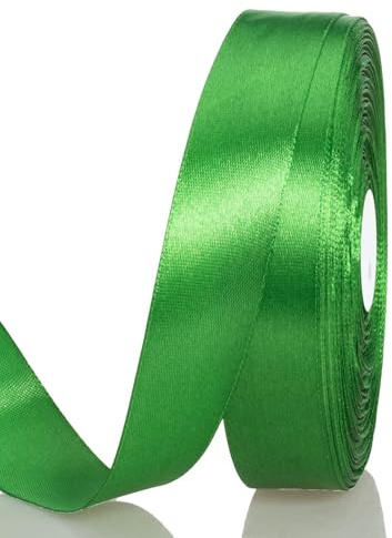 Satinband Grün 15 mm Breit Schleifenband, 91 Meters Geschenkband Stoffband Satin Dekoband Seidenband zum Basteln, Geschenkverpackung, Kunsthandwerk, Geburtstag Hochzeit Taufe Weihnachten Dekoration