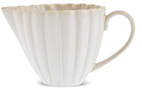 Karaca New Daisy Stoneware Milk Jug 150 ml, White Small Milk Jug, Ceramic Creamer Pitcher with Comfortable Handle for Tea Coffee Service