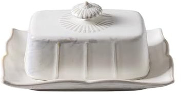UZAMIRLEX Beurrier avec Couvercle, Boîte à Fromage Vintage française avec Couvercle en Forme de Vache Multicolore 19,3 x 14,2 x 9 cm(White)