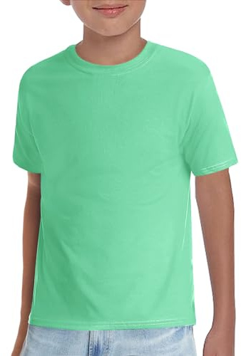 Haloumoning Boys T-Shirt Short Sleeve Crew Neck Tees | Plain Tops,Soft,Breathable,Casual,Basic,Lightweight,Sport,School Uniform,PE,Gym,Summer,Children,Kids