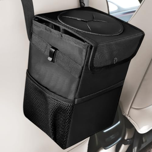 Poubelle de voiture pour le camping, poubelle de voiture avec couvercle, poubelle pliable pour le camping, imperméable organiseur de voiture pliable pour l'équipement intérieur des véhicules, noir