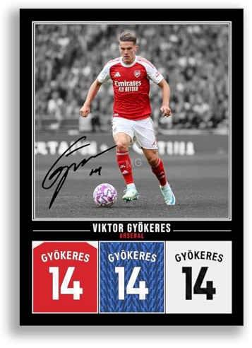Viktor Gyokeres Arsenal Signed Photo Poster Print Picture Display Framed Autograph Memorabilia for Football Fans Gift Sweden Gyökeres (A4 poster Only Black)