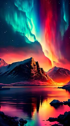 ARTGOTO Diamond Painting Erwachsene Groß XXL 60 x 105 cm Polarlicht | Bergen und See DIY Diamant-Malerei mit 3 kompletten Werkzeugsets und 30 % Extra-Diamanten