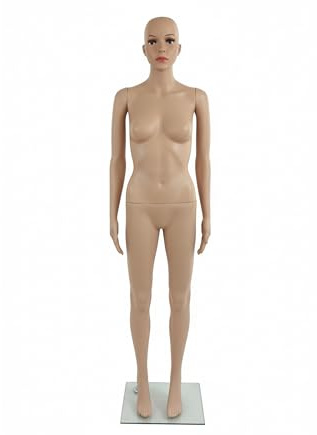 Relaxdays Schaufensterpuppe weiblich, lebensgroß, 175 cm, Kopf & Arme beweglich, Schneiderpuppe mit Glasständer, beige | Kopf & Arme beweglich, Schneiderpuppe mit Glasständer