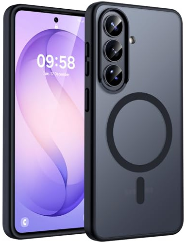 TOCOL für Samsung Galaxy S26 Hülle, Kompatibel mit MagSafe, Schwarz | Eingebauter Magnetring, Vollständiger Kameraschutz, Militärschutz Stoßfest Kratzfest Haltbarkeit, Durchscheinend Rückseite