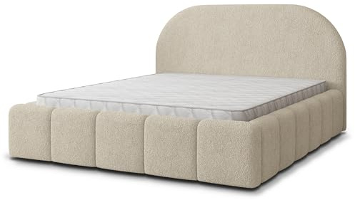 Masseno Polsterbett FLUSSO Q 140x200 cm, Doppelbett, Bettkasten, Stauraum, Lattenrost Und Kopfteil - Creme, Quelle 02